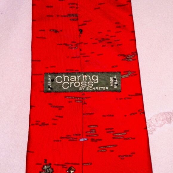 Neck Tie Golf Vintage Print Red - Picture 3 of 5